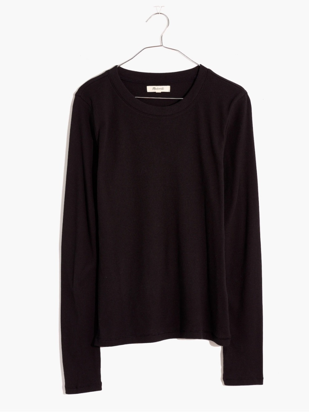 Madewell Fine Ribbed Crewneck Long-Sleeve Tee • NWT - Picture 3 of 7